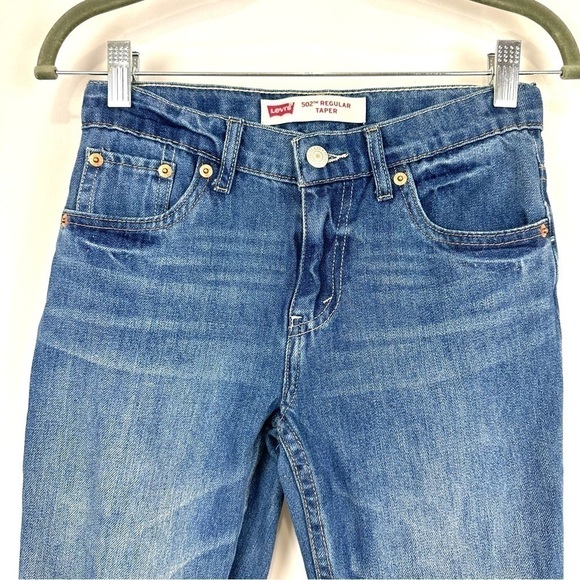 Levi’s Youth Boys Sz 12 Regular 502 REGULAR TAPER Blue Denim Jeans Roll Up Hem - Picture 3 of 13